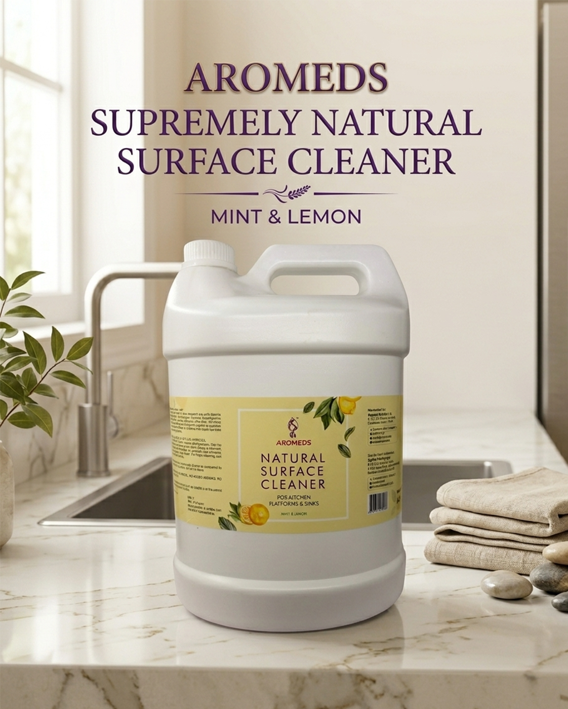 Aromeds Natural Floor Cleaner with Mint & Lemon Oil - 5 Ltr