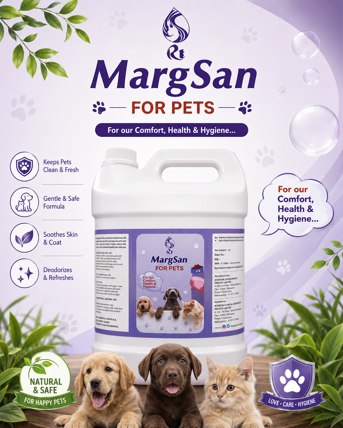 Margsan Pet Area Cleaner - 5 Liters